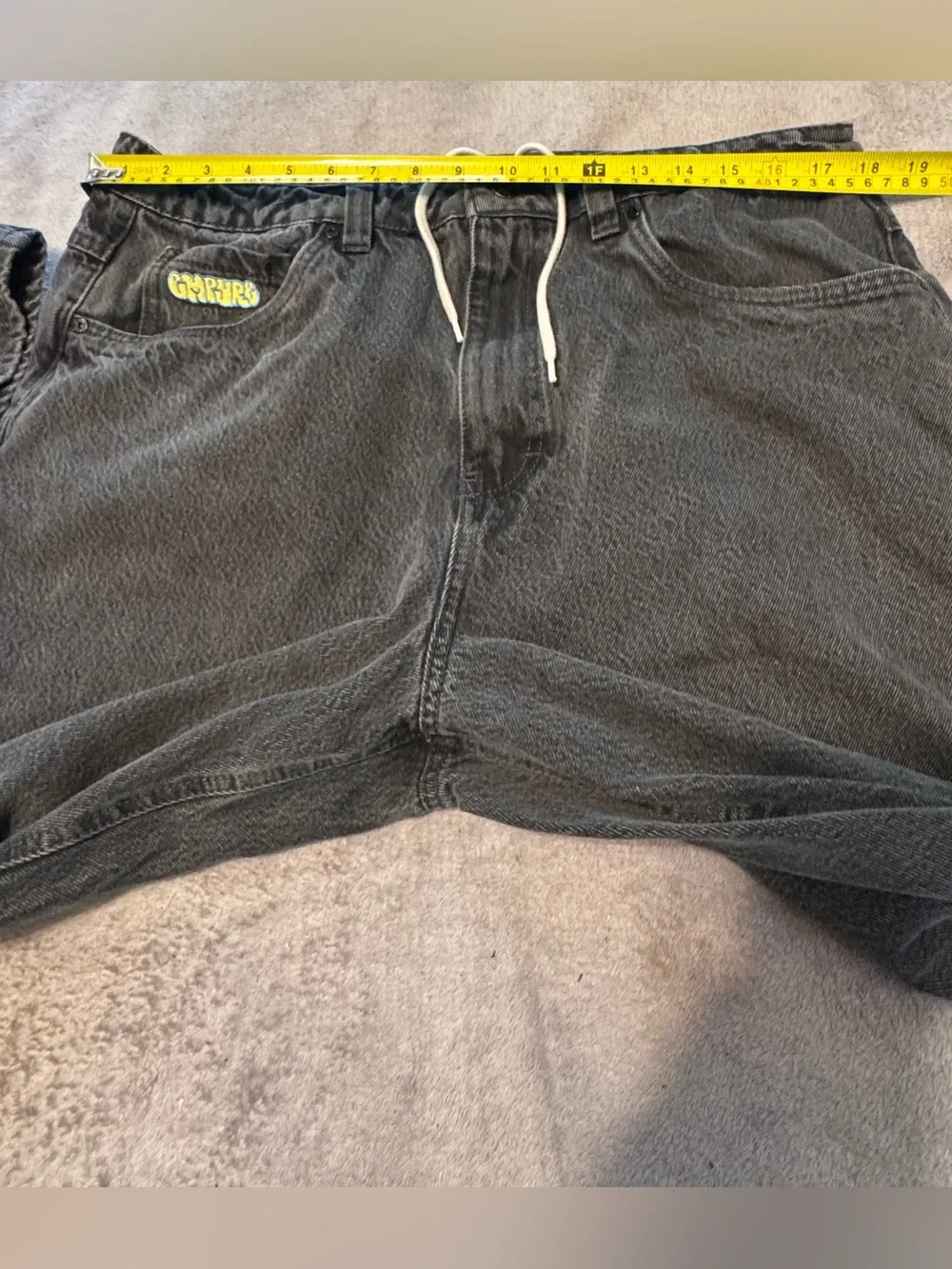 Empyre Jeans Mens 34 Black Gray Acid Wash Baggy Skate Denim Pants Y2K